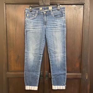 Adriano Goldschmied Cigarette Roll Up Jeans Striped Cuff Size 29 Nautical